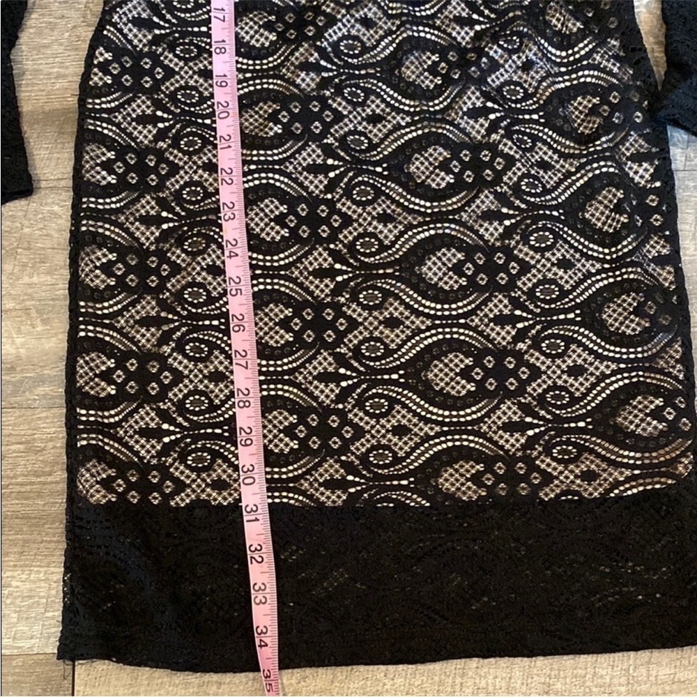Black Lace Bodycon Midi Dress V-Neck S/M MOVING SALE - Picture 3 of 10